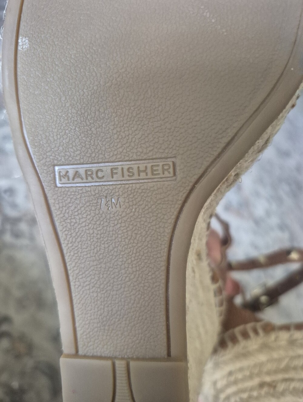 NWOT- Marc Fisher Leather Rockstud Wedge Sandals - Picture 12 of 12